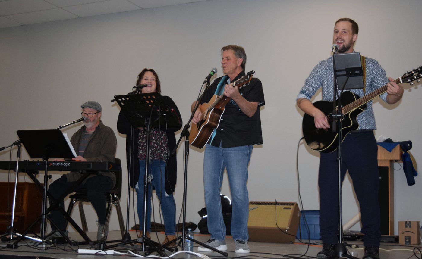Live band playing at the Christmas breakfast